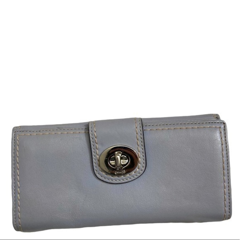 Coach vintage y2k light purple lavender periwinkle leather turnlock wallet